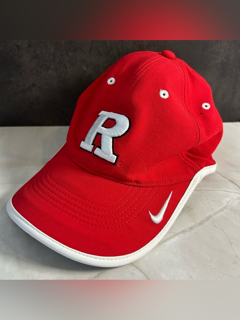 Nike Red Hat with White 'R' Patch and Swoosh